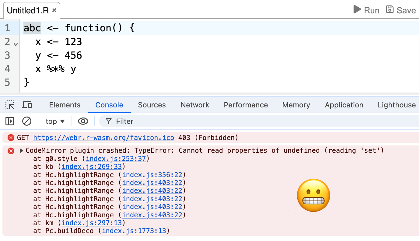 Screenshots comparing syntax highlighting of R source code before and after the changes discussed above.